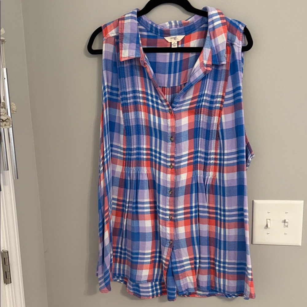 Terra & Sky Multicolor Plaid Sleeveless Shirt